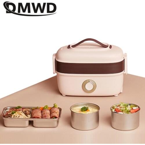 Fast Heating Food Steamer Egg Boiler Electric Rice cooker Insulation Portable Lunch Box 2 layer stainless steel Food Container