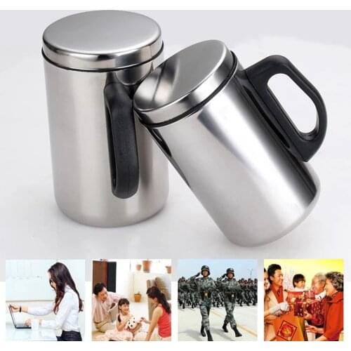 MagiDeal 350/500ml Double Wall Beer Mug Stainless Steel Wine Cup Insulate Travel Camping Mug - Unique & Insulated with Handle