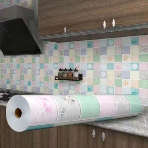 PVC Wall Sticker Home Decors DIY Kitchen Wall Paper High Temperature Paster Self-adhesive Wallpapers Foil Waterproof Bathroom
