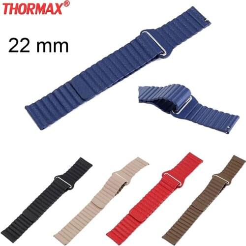22mm Genuine Leather Loop Strap for Samsung Galaxy Watch 46mm Magnetic Closure Wrist Band for Samsung Gear S3 Frontier Classic