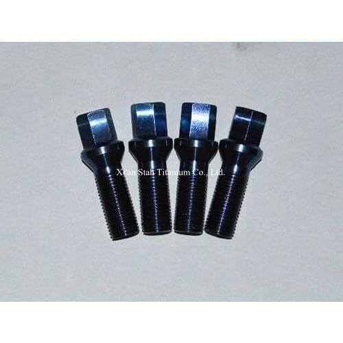 Titanium TC4 Gr5 Car Wheel Rim Ball Lug Bolts 14X1.5 30mm 45g/pc Strength More than 900MPa for Volkswagen / Peugeot / Citroen