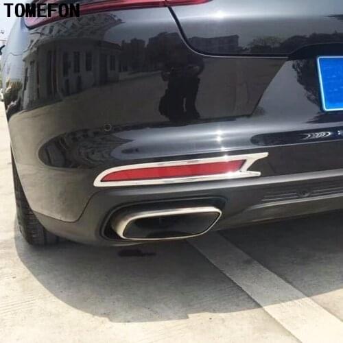 TOMEFON For Porsche Panamera 971 2017 2018 ABS Chrome Exterior Rear Fog Lamp Light Cover Trim Styling 2pcs Auto Accessories