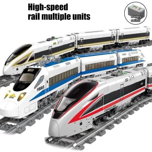 Technical Electric Powered City High-Speed Railway Building Blocks High-Tech Fuxing Hexie Train Bricks Toys Gift For Children