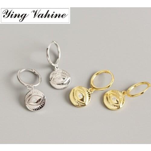 Ying Vahine 100% 925 Sterling Silver Small Eyes Pendant Drop Earrings for Women