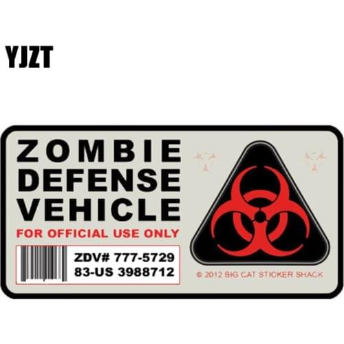 YJZT 12.7CM*6.5CM Amusing Zombie Defense Vehicle Car Sticker Car Window Decal Motorcycle Parts C1-7466
