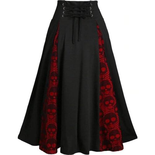 Women Plus Size Lace Patchwork High-waisted skirt Midi Skirt Gothic Pleated Skirt Pleated skirt юбки для женщин 2021 New