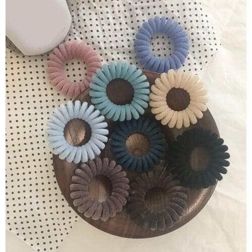 Women Matt Colors Glow In Dark Cloth Telephone Wire Rubber Bands Stretchy Colors Non-mark Spiral Coil Ropes Solid Hair Ties
