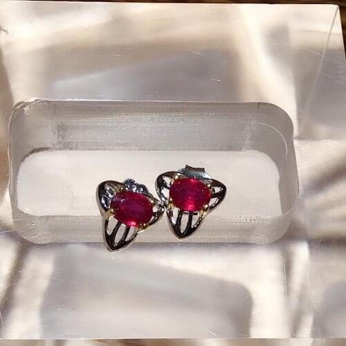 Gemstone stud earrings luxe women jewelry jewelry naturales sterling silver ruby gifts for women personnalisable