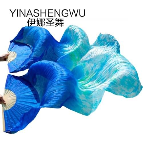 Fans Belly Women Stage Performance 100% Silk Belly Dance Fans Gradient Colour Dance Accessories Belly Dancing Silk Fans mixing
