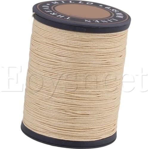 0.55mm Dia Beige Flax Waxed Linen Craft Sewing Stitching Thread Cord