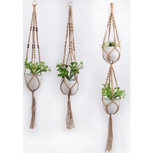1pc handmade macrame plant hanger flower Basket Rope Net Pot Plant Holder Hanging Garden country yard for wall Home Garden Decor
