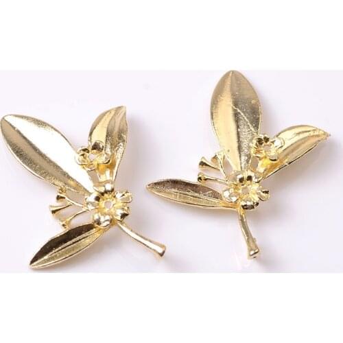 10 Pcs Copper Leaf Charms 36*40mm Ornaments DIY Hair Accessories Charms Connectors For Jewelry Making