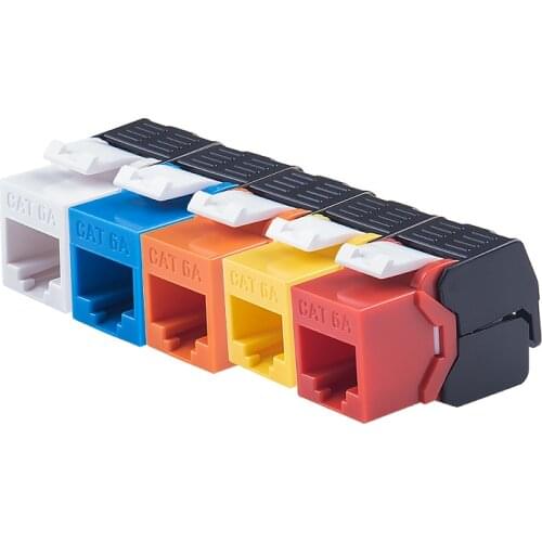 10G Ethernet RJ45 CAT6A Colorful Keystone Jacks Toolless Type Network Modules Tool-Free Connection 7 Colors For Optional