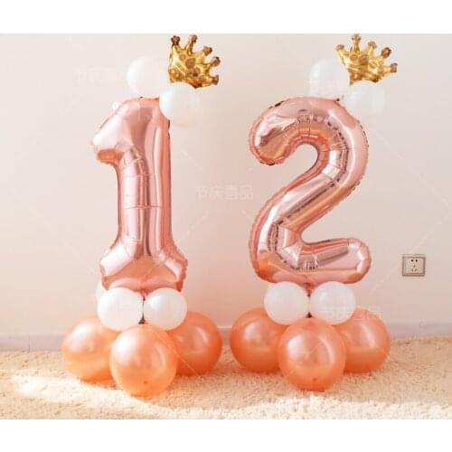 17pcs birthday Balloons Set Rose Gold Latex Balloon 30inch Gold Number Globos Kids Birthday Party Baby Shower Decor