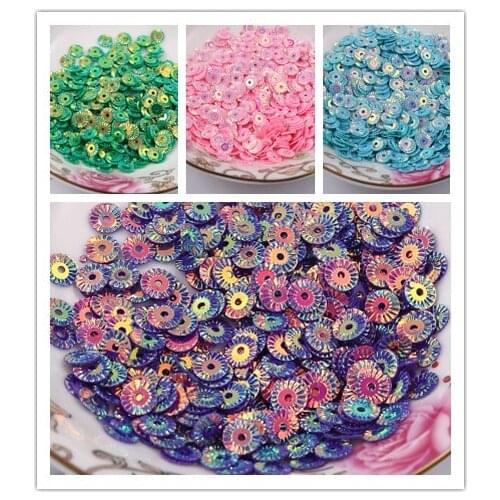 3000Pcs 6mm Round Wheel Flower Gold Plating Loose Sequins Sewing PVC DIY Paillette 17 Colors Available Confetti Spangles