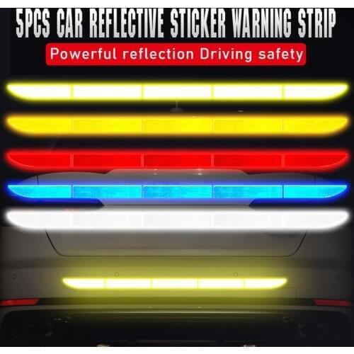 5pcs Auto Trunk Warning Strip Nano Tape Anti-collision Car Reflective Sticker For Driving Safety Luminous Car-styling Tapes