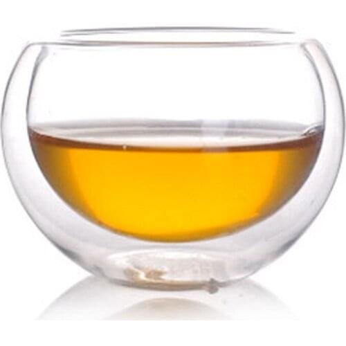 50ML/100ML Elegant Clear Drinking glass Cup Heat Resistant Double Wall Layer Kung Fu Tea Beer Water Whisky Cup For Flower Tea