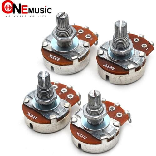 50pcs A250K B250k A500K B500K Full Size Short Split shaft 18mm Guitar Volume Tone Pots Potentiometer for ELectric Guitar Bass