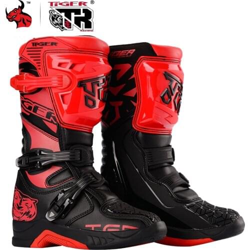 TR Motocross Boots Motorcycle Enduro Riding Mx Moto Cross Botas Motorbike Motorboats Shoes Racing Men&kids MTB Red Boots