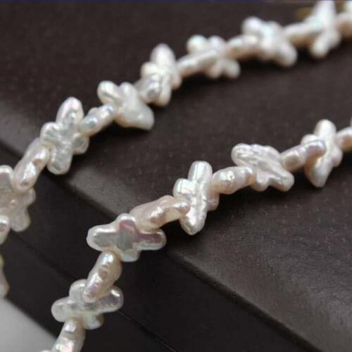 9*14MM 20Pcs Cross 100% AA Natural Freshwater Pearl Strand Bead Ear Charms Jewelry Loose Beads