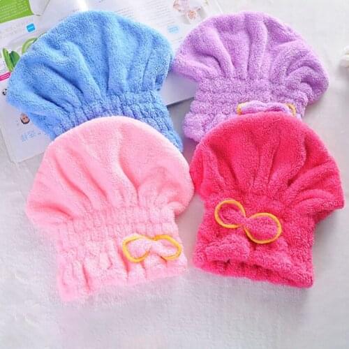 Fiber Bow Quick Dry Hair Cap Super Absorbent Fast Drying Bathing Shower Caps For Women Girls Bathroom Towel Dry Caps 19.5*23cm
