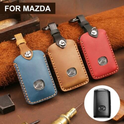 Car Key Case Leather Key Ring Smart Key Protector Case for Mazda 3 Alexa CX4 CX5 CX8 2019 2020