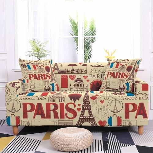 Paris Eiffel Tower Elastic Sofa Cover Polyester Corner Funda Sofa Couch Slipcover Chair Protector L Shape Need 2 Pcs Fashion