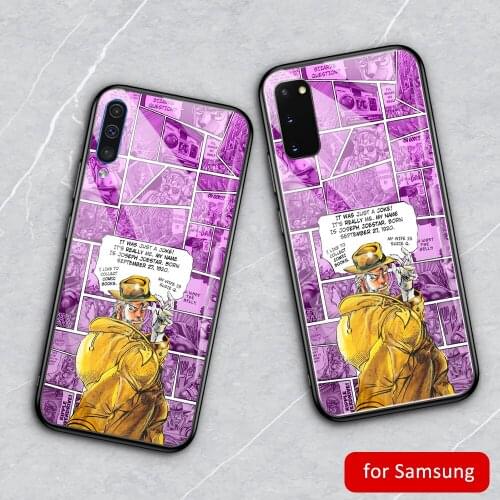 JoJos Bizarre Adventure glass phone case For Samsung S8 S9 S10 s20 Plus s20 ultra s10e note 8 9 10 Plus DIY cover shell