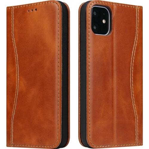 New Flip Cowhide Leather Phone Pouch Cover For iPhone 11 Pro Max XS Max XR X Full Grain Leather Business Wallet Card Slots Case