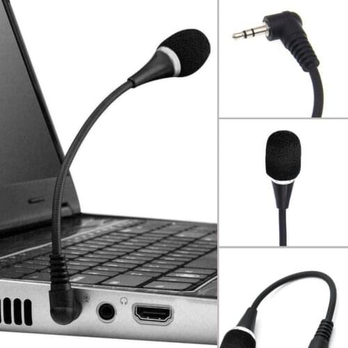 Black 3.5mm Mini Studio Speech Mic Microphone Flexible ,Microphone Speaker For PC Notebook