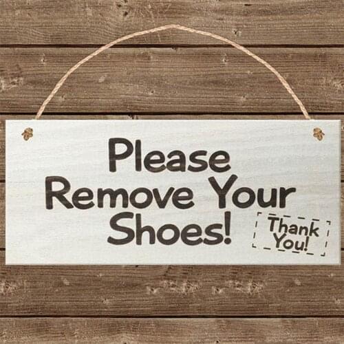 Wooden Plaque Decorative Creative with Hanging Rope Please Remove Your Shoes Hanging Plaque Home Party