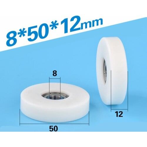 [F0850-12]Free shipping 10PCS high quality 608ZZ ball bearing Plastic POM white bearing roller low noise sliding window pulley