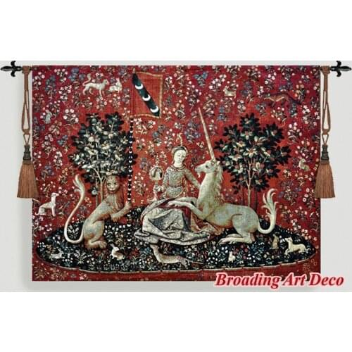 SIGHT - The Lady & the Unicorn Medieval Tapestry Wall Hanging Jacquard Weave Gobelin Home Art Decoration Cotton 100% 139*103cm