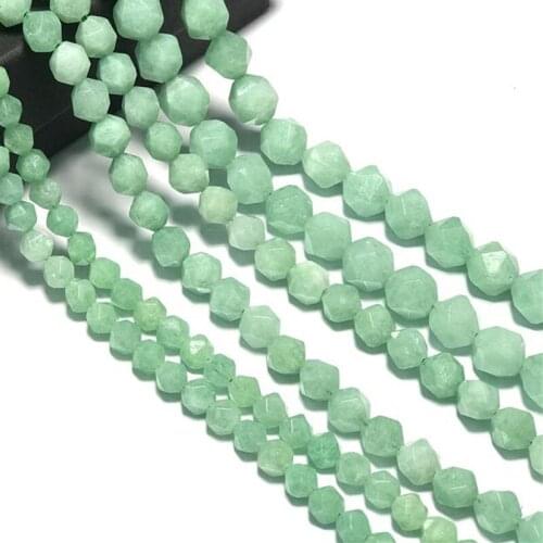 6/8/10mm Star Angle Faceted Natural Burma Jades Stone Beads For Jewelry Making Round Loose Jadeite Jades Beads DIY Bracelet 15