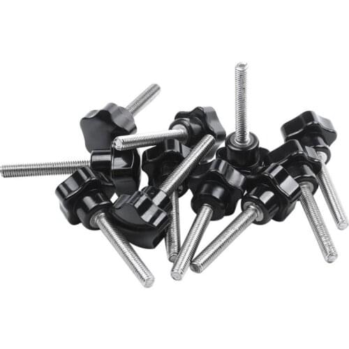 GTBL M6 x 40mm Thread 25mm Dia Star Shaped Head Clamping Screw Knob x 11