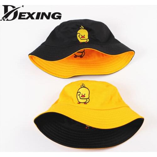 Summer Sun Hat Reversible Duck Bucket Hat for Men Women Cotton Bob Sad Boys Panama Fold Girls Beach Travel Outdoor Fisherman Hat