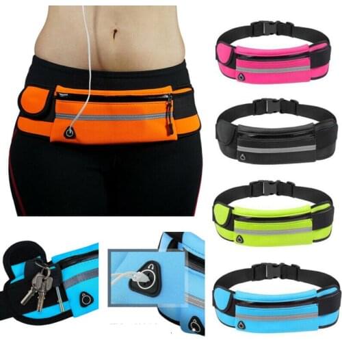 Lightweight Casual Outdoor Waist Bag Unisex Solid Color Sport Running Multi Pocket Headphone Plug Wild Fanny Bum Bags