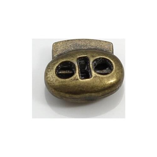 Metal Antique Bronze Stopper Toggle Buckle Rope Clamp Cord Locks Drawstring Stops End 2 Holes Button Sewing Supplies 100pc/NK158