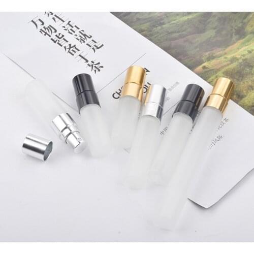 20pcs 2ml 3ml 5ml 10ml Refillable Perfume Spray Bottles Froste Glass Metal Atomizer Portable Travel Cosmetic Container Bottles