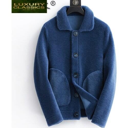 Real Fur Coat Male Winter Jacket Men Clothes 2021 100% Sheep Shearling Fur Coats Double-side Wear Coat Man Jackets KKK611