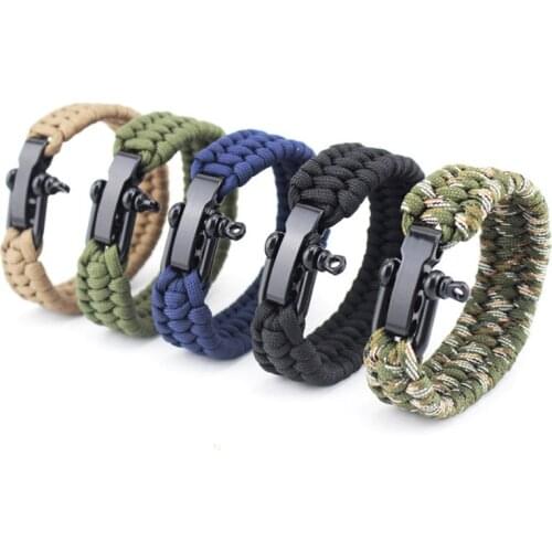 XINYAO Survival Paracord Bracelet Men Outdoor Camping Equipment Woven Parachute Braided Rope Stainless Steel Survival Bracelet