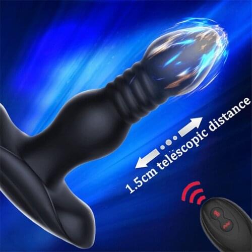 New Wireless Remote Control Automatic Telescopic Male Prostate Massager Vibrator Vibrating Butt Plug Anal Sex Toys For Men 30