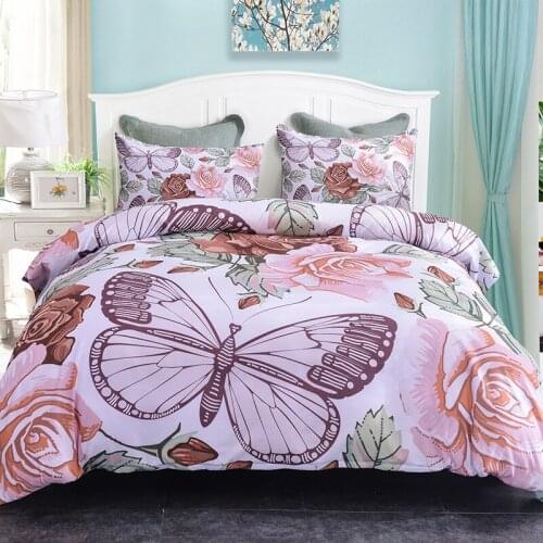 3D Digital Printed Duvet Cover Butterflies Pattern Microfiber Home Textiles Flowers Printing Bedding Sets Bedroom Decor 2/3pcs