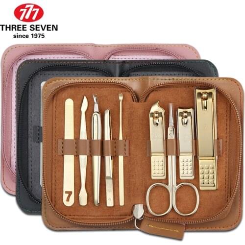 THREE SEVEN/777 3Colors Nail Clippers Trimmers Kit Nail File/Cuticle Pusher/Callus Shaver/Earpick 9 in 1 Nail Art & Tools Kits