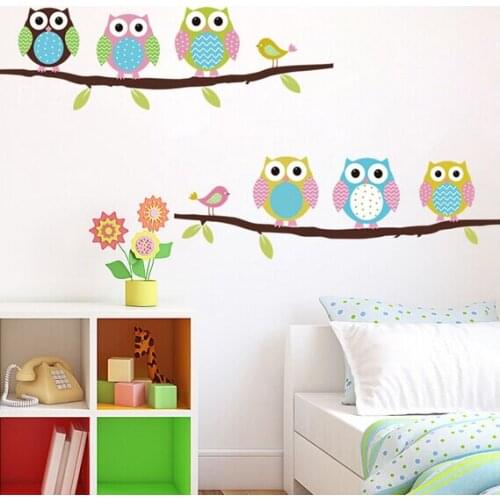Owls on tree wall stickers for kids rooms decorative adesivo de parede pvc wall decal New Arrival ZY1020