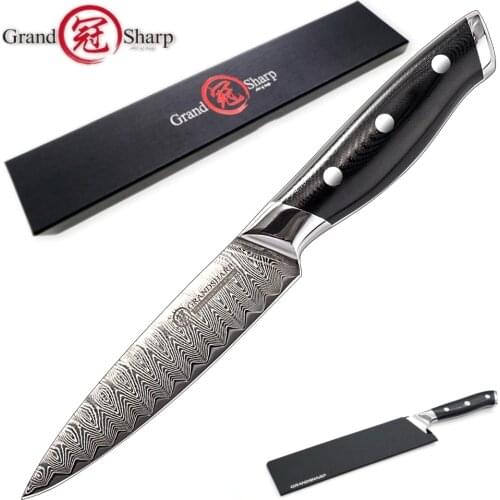 NEW 2020 Utility Knife 5 Inch Japanese Damascus Kitchen Knife Paring Peeling Home Improvement Cooking Tool Chef Knife vg10 Steel