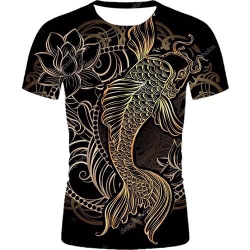 2021 new Mens T-Shirt Animal Fish 3DT t-Shirt Mens Top Hip Hop 3D Printed T-Shirt Ocean Fish O collar T-Shirt One piece shirt