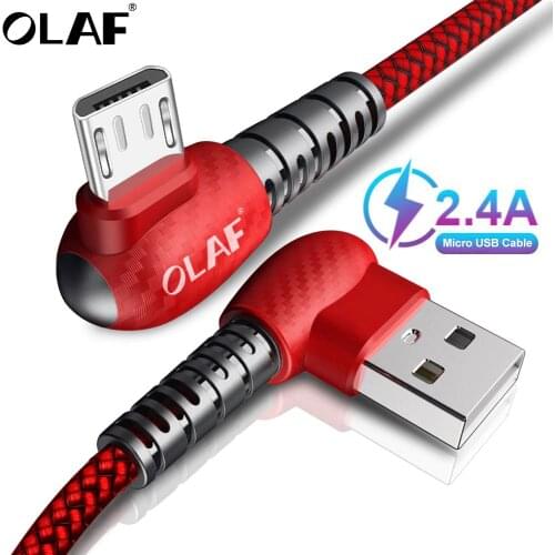 OLAF 90 Degree Micro USB Cable 2.4A Fast Charger Charging Data Cable For Samsung Huawei LG Xiaomi Redmi Android Tablet Microusb