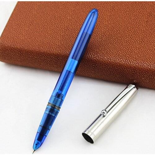 Jinhao Fountain Pen Hooded Nib 0.38mm Silver Cap Transparent Plastic Pens for Writing School Office Supplies 1pcs