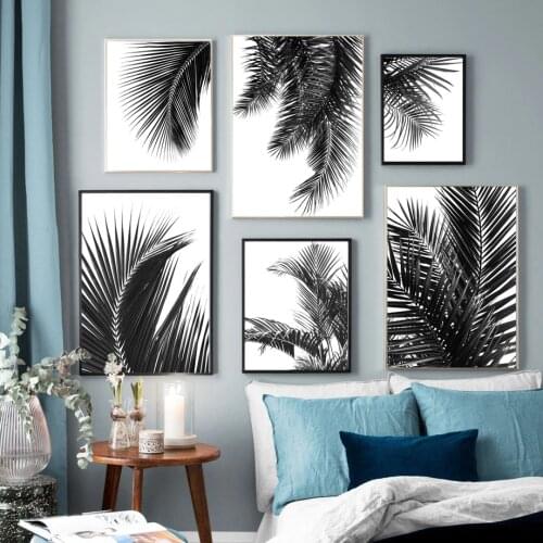 Black white Palm leaves Plant Nordic Posters And Prints Minimalist Wall Art Canvas Painting Wall Pictures For Living Room Decor